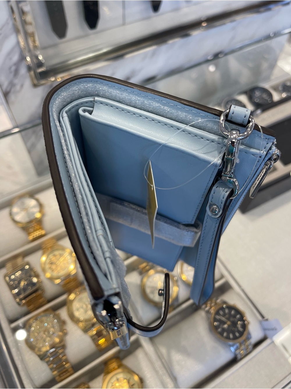 MICHAEL KORS Jet Set Large Double Zip Ombré Signature Logo Wristlet Pale Ocean - Picture 15 of 16
